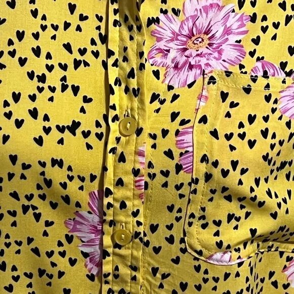 Brand New Velvet ♥️ Heart Adjustable Long Sleeve Hi/Low Button Down Top # 08 - Picture 5 of 5